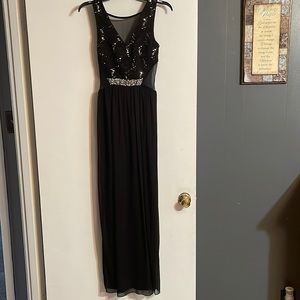 Black and Silver Sequins Prom Dress